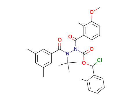 Molecular Structure of 353757-39-8 (<i>N</i>'-<i>tert</i>-butyl-<i>N</i>'-(3,5-dimethyl-benzoyl)-<i>N</i>-(3-methoxy-2-methyl-benzoyl)-hydrazinecarboxylic acid chloro-<i>o</i>-tolyl-methyl ester)