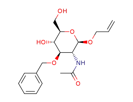Molecular Structure of 65730-00-9 (Allyl 2-(acetylamino)-2-deoxy-3-O-benzyl--D-glucopyranoside)