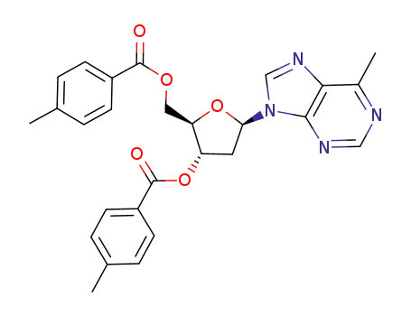 Molecular Structure of 181475-59-2 (9-(2-deoxy-3,5-di-O-p-toluoyl-β-D-erythro-pentofuranosyl)-6-methylpurine)
