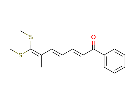 Molecular Structure of 178320-76-8 (2,4,6-Heptatrien-1-one, 6-methyl-7,7-bis(methylthio)-1-phenyl-, (2E,4E)-)