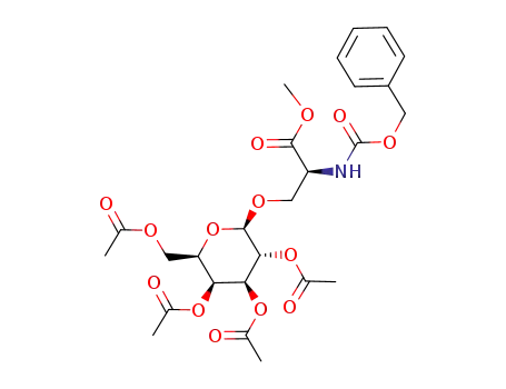 Molecular Structure of 14364-68-2 (N-[[(Benzyl)oxy]carbonyl]-3-[(2-O,3-O,4-O,6-O-tetraacetyl-β-D-galactopyranosyl)oxy]-L-alanine methyl ester)