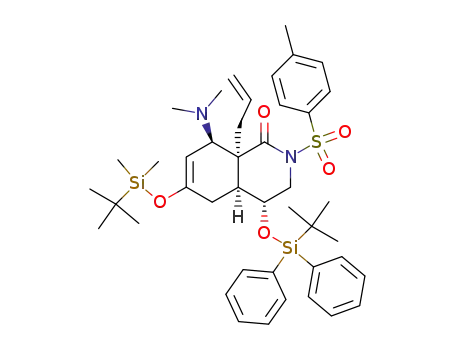Molecular Structure of 447408-33-5 (8a-allyl-6-(<i>tert</i>-butyl-dimethyl-silanyloxy)-4-(<i>tert</i>-butyl-diphenyl-silanyloxy)-8-dimethylamino-2-(toluene-4-sulfonyl)-3,4,4a,5,8,8a-hexahydro-2<i>H</i>-isoquinolin-1-one)