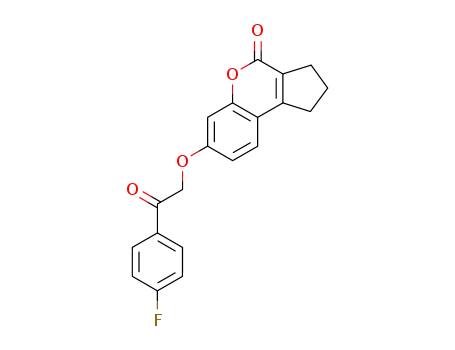 Molecular Structure of 307548-75-0 (7-[2-(4-fluorophenyl)-2-oxoethoxy]-2,3-dihydrocyclopenta[c]chromen-4(1H)-one)