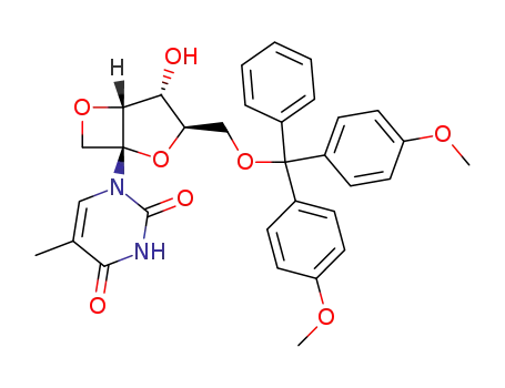 1-[1',3'-anhydro-6'-O-(4,4'-dimethyoxytrityl)-β-D-psicofuranosyl]thymine