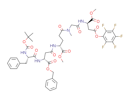 β-pentafluorophenyl (2S)-N-(tert-butoxycarbonyl)phenylalanyl-[α-benzyl (2R)-aspartyl]-β-[α-methyl (2R)-glutamyl]-γ-sarcosyl-[α-methyl (2R)-aspartate] tetraester