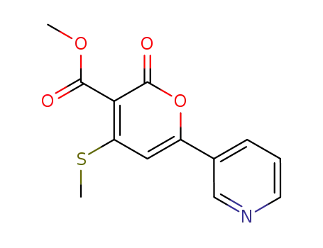 Molecular Structure of 92118-46-2 (2H-Pyran-3-carboxylic acid, 4-(methylthio)-2-oxo-6-(3-pyridinyl)-, methyl
ester)
