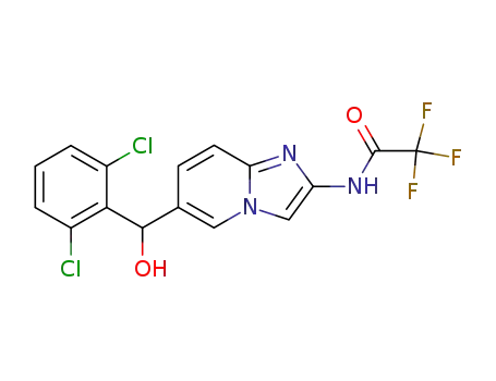 Molecular Structure of 504413-28-9 (<i>N</i>-{6-[(2,6-dichloro-phenyl)-hydroxy-methyl]-imidazo[1,2-<i>a</i>]pyridin-2-yl}-2,2,2-trifluoro-acetamide)