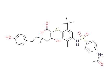 N-(4-{[5-tert-butyl-4-({6-hydroxy-2-[2-(4-hydroxyphenyl)ethyl]-2-methyl-4-oxo-3,4-dihydro-2H-pyran-5-yl}sulfanyl)-2-methylphenyl]sulfamoyl}phenyl)acetamide