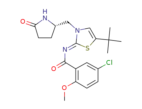 N-[(2Z)-5-tert-butyl-3-{[(2S)-5-oxopyrrolidin-2-yl]methyl}-1,3-thiazol-2(3H)-ylidene]-5-chloro-2-methoxybenzamide