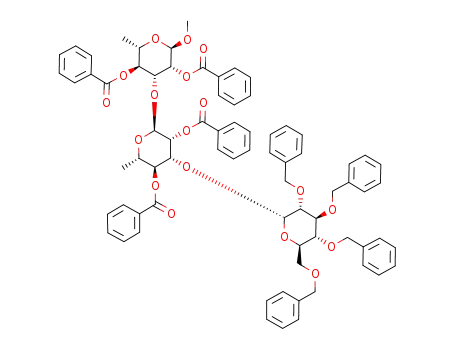 methyl (2,3,4,6-tetra-O-benzyl-α-D-glucopyranosyl)-(1->3)-(2,4-di-O-benzoyl-α-L-rhamnopyranosyl-(1->3)-2,4-di-O-benzoyl-α-L-rhamnopyranoside