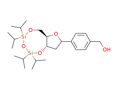Molecular Structure of 329767-69-3 (1,4-anhydro-2-deoxy-1-C-[4-(hydroxymethyl)phenyl]-3,5-O-[1,1,3,3-tetrakis(1-methylethyl)-1,3-disiloxanediyl]-D-erythro-pentitol)