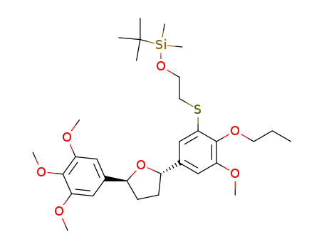(2S,5S)-2-(3',4',5'-trimethoxyphenyl)-5-[3-methoxy-5-(2'-t-butyldimethylsilyloxyethanesulfanyl)-4-propoxyphenyl]tetrahydrofuran