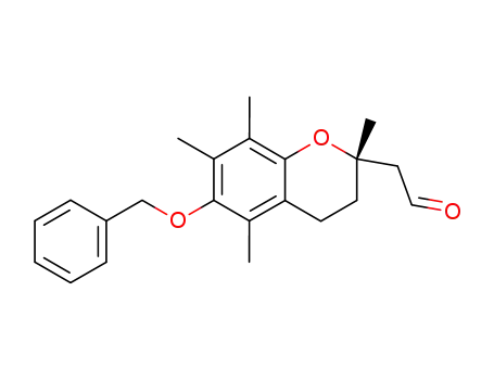 Molecular Structure of 58846-73-4 (2H-1-Benzopyran-2-acetaldehyde,
3,4-dihydro-2,5,7,8-tetramethyl-6-(phenylmethoxy)-, (S)-)