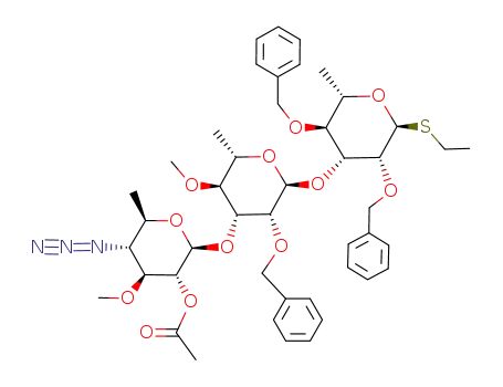 Acetic acid (2S,3R,4S,5R,6R)-5-azido-2-[(2S,3R,4R,5S,6S)-3-benzyloxy-2-((2S,3R,4R,5S,6S)-3,5-bis-benzyloxy-2-ethylsulfanyl-6-methyl-tetrahydro-pyran-4-yloxy)-5-methoxy-6-methyl-tetrahydro-pyran-4-yloxy]-4-methoxy-6-methyl-tetrahydro-pyran-3-yl ester