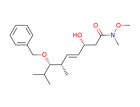 Molecular Structure of 375826-95-2 ((E)-(3R,6S,7S)-7-Benzyloxy-3-hydroxy-6,8-dimethyl-non-4-enoic acid methoxy-methyl-amide)