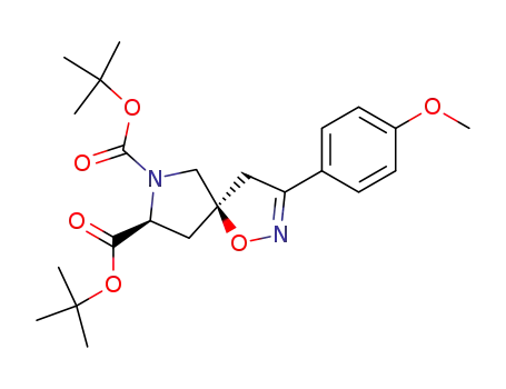 Molecular Structure of 453524-68-0 (tert-butyl (5R,8S)-3-(4-methoxyphenyl)-1-oxa-2,7-diazaspiro[4.4]non-2-ene-7-N-Boc-8-carboxylate)
