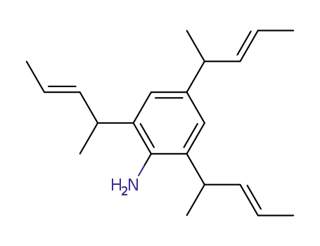 Molecular Structure of 216437-12-6 (2,4,6-tri(1-methylbut-2-en-1-yl)aniline)