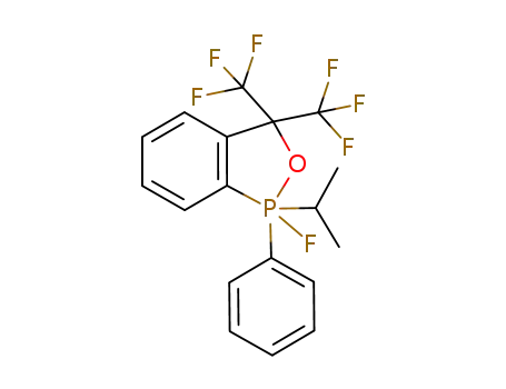 Molecular Structure of 434321-76-3 (1-fluoro-1-isopropyl-1-phenyl-3,3-bis-trifluoromethyl-2-oxa-1λ<sup>5</sup>-phospha-indan)