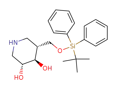 Molecular Structure of 1026346-29-1 ((3R,4R,5R)-5-(tert-Butyl-diphenyl-silanyloxymethyl)-piperidine-3,4-diol)
