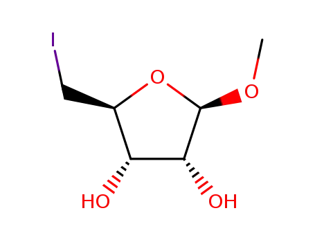 Molecular Structure of 63029-05-0 (methyl 5-deoxy-5-iodo-β-D-ribofuranoside)