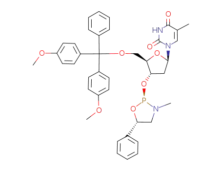 Thymidine,
5'-O-[bis(4-methoxyphenyl)phenylmethyl]-3'-O-[(2S,5S)-3-methyl-5-phen
yl-1,3,2-oxazaphospholidin-2-yl]-