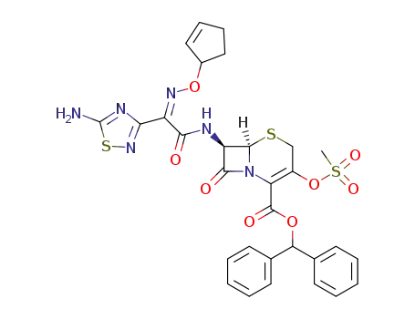 diphenylmethyl 7β-[(Z)-2-(5-aminothiadiazol-3-yl)-2-(3-cyclopentenyloxyimino)acetamido]-3-methanesulfonyloxy-3-cephem-4-carboxylate