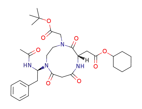 Molecular Structure of 446880-48-4 ([(S)-1-((S)-1-Acetylamino-2-phenyl-ethyl)-6-cyclohexyloxycarbonylmethyl-5,8,10-trioxo-[1,4,7]triazecan-4-yl]-acetic acid tert-butyl ester)