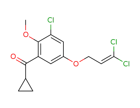 Molecular Structure of 918311-04-3 (Methanone,
[3-chloro-5-[(3,3-dichloro-2-propen-1-yl)oxy]-2-hydroxyphenyl]cycloprop
yl-)