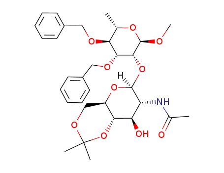 methyl (2-acetamido-2-deoxy-4,6-O-isopropylidene-β-D-glucopyranosyl)-(1->2)-3,4-di-O-benzyl-α-L-rhamnopyranoside