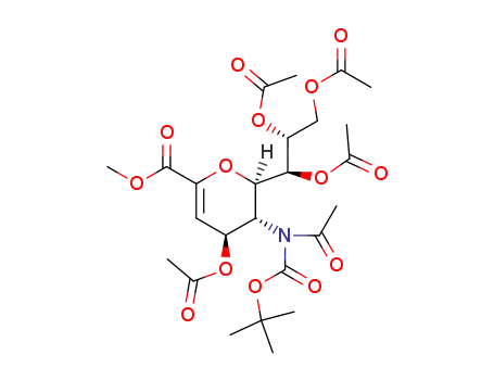 Molecular Structure of 334934-26-8 (methyl 5-[acetyl(tert-butoxycarbonyl)amino]-4,7,8,9-tetra-O-acetyl-2,6-anhydro-3,5-dideoxy-D-glycero-D-galacto-non-2-enonate)