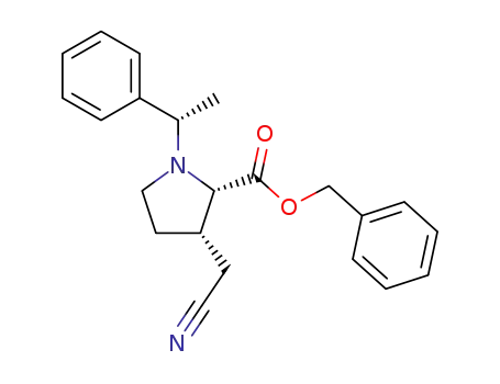 Molecular Structure of 420840-11-5 (L-Proline, 3-(cyanomethyl)-1-[(1S)-1-phenylethyl]-, phenylmethyl ester,
(3S)-)
