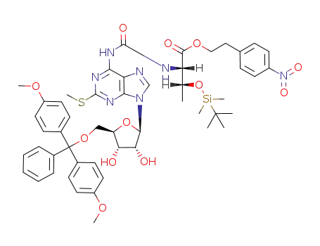 N-[[9-(5'-O-(4,4'-dimethoxytrityl)-β-D-ribofuranosyl)-2-(methylthio)purin-6-yl]carbamoyl]-O-tert-butyldimethylsilyl-L-threonine 2-(4-nitrophenyl)ethyl ester