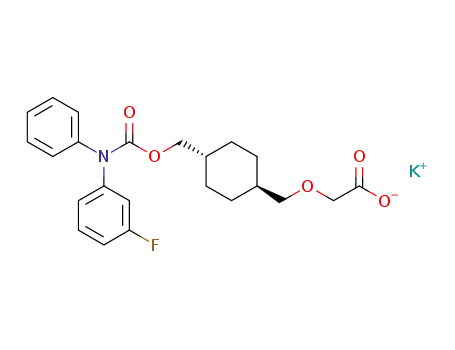 Molecular Structure of 1187857-78-8 (potassium 2-(((1r,4r)-4-(((3-fluorophenyl)(phenyl)carbamoyloxy)methyl)cyclohexyl)methoxy)acetate)