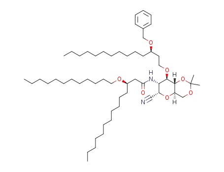 Molecular Structure of 354567-27-4 (2,6-anhydro-3-[(R)-3-(benzyloxy)tetradecyl]-3-deoxy-3-[(R)-3-(dodecyloxy)tetradecanamido]-5,7-O-isopropylidene-D-glycero-D-ido-heptononitrile)