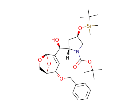 (2S,4R)-2-[(R)-((1R,2S,5R)-2-Benzyloxy-6,8-dioxa-bicyclo[3.2.1]oct-3-en-4-yl)-hydroxy-methyl]-4-(tert-butyl-dimethyl-silanyloxy)-pyrrolidine-1-carboxylic acid tert-butyl ester