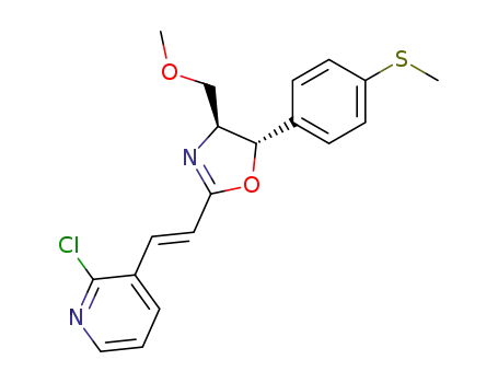 Molecular Structure of 494841-80-4 (2-chloro-3-{(E)-[2-(4S,5S)-4-methoxymethyl-5-(4-methylthiophenyl)-4,5-dihydro-1,3-oxazol-2-yl]vinyl}pyridine)