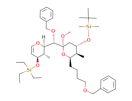 (2R,3S,4S)-2-{(S)-Benzyloxy-[(2R,4S,5S,6R)-6-(4-benzyloxy-butyl)-4-(tert-butyl-dimethyl-silanyloxy)-2-methoxy-5-methyl-tetrahydro-pyran-2-yl]-methyl}-3-methyl-4-triethylsilanyloxy-3,4-dihydro-2H-pyran