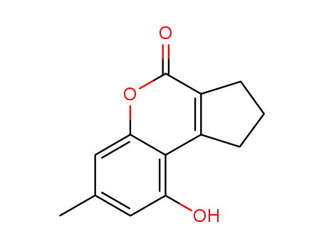 Molecular Structure of 131526-95-9 (9-Hydroxy-7-methyl-2,3-dihydrocyclopenta[c]-chromen-4(1H)-one)