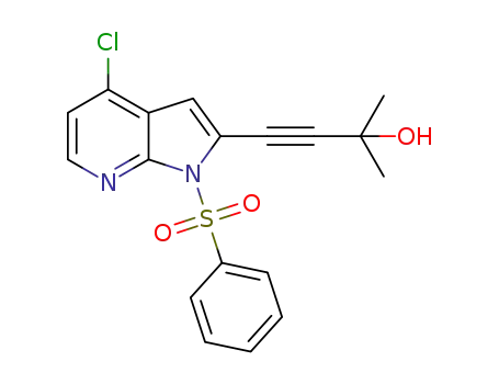 Molecular Structure of 1173657-04-9 (3-Butyn-2-ol, 4-[4-chloro-1-(phenylsulfonyl)-1H-pyrrolo[2,3-b]pyridin-2-yl]-2-Methyl-)