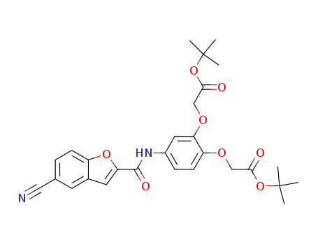 Molecular Structure of 174774-60-8 ({2-<i>tert</i>-butoxycarbonylmethoxy-5-[(5-cyano-benzofuran-2-carbonyl)-amino]-phenoxy}-acetic acid <i>tert</i>-butyl ester)