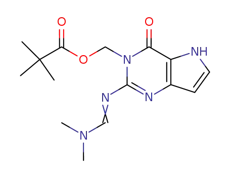 Molecular Structure of 151587-58-5 (N1-(Pivaloyloxy)Methyl-N2-(diMethylaMino)Methylene 9-Deazaguanine)