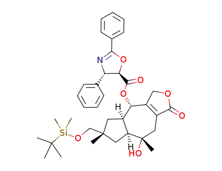 Molecular Structure of 374536-35-3 ((4S,5R)-2,4-diphenyl-4,5-dihydro-oxazol-5-carboxylic acid (15-O-t-butyldimethylsilyl-lactarorufin B)-8-yl ester)
