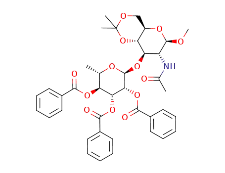 methyl (2,3,4-tri-O-benzoyl-α-L-rhamnopyranosyl)-(1->3)-2-acetamido-2-deoxy-4,6-isopropylidene-β-D-glucopyranoside