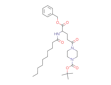 Molecular Structure of 289906-14-5 (4-(4-benzyloxycarbonyl-4-decanoylamino-butyryl)-piperazine-1-carboxylic acid <i>tert</i>-butyl ester)