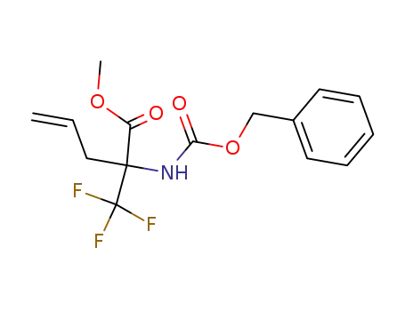 Molecular Structure of 129398-26-1 (4-Pentenoic acid,
2-[[(phenylmethoxy)carbonyl]amino]-2-(trifluoromethyl)-, methyl ester)