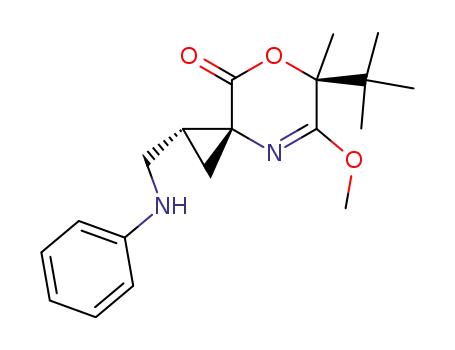 Molecular Structure of 565237-68-5 (7-Oxa-4-azaspiro[2.5]oct-4-en-8-one,
6-(1,1-dimethylethyl)-5-methoxy-6-methyl-1-[(phenylamino)methyl]-,
(1R,3R,6S)-)