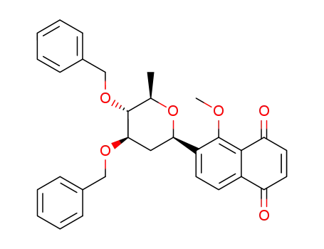 6-(3,4-di-O-benzyl-2,6-dideoxy-β-D-arabino-hexopyranosyl)-5-methoxy-1,4-naphthoquinone