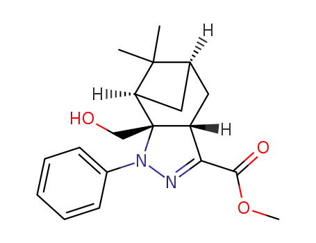 Molecular Structure of 861942-47-4 ((3aS,5R,7R,7aR)-7a-Hydroxymethyl-8,8-dimethyl-1-phenyl-3a,4,5,6,7,7a-hexahydro-1H-5,7-methano-indazole-3-carboxylic acid methyl ester)