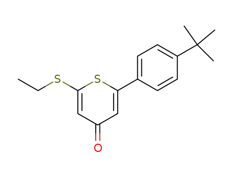 Molecular Structure of 500169-88-0 (4H-Thiopyran-4-one, 2-[4-(1,1-dimethylethyl)phenyl]-6-(ethylthio)-)
