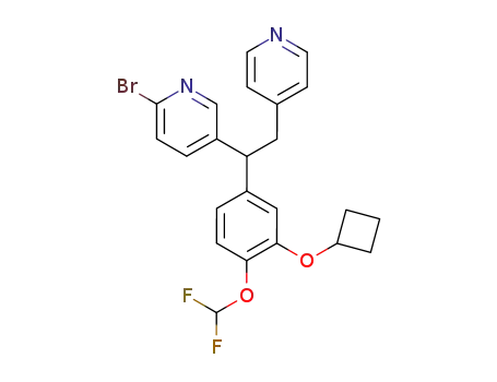 (+/-)-4-{2-[(3-cyclobutyloxy-4-difluoromethoxy)phenyl]-2-[5-(2-bromo)pyridyl]ethyl}pyridine
